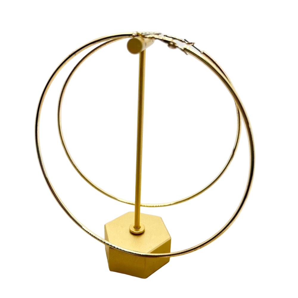 Large gold tone hoops earrings